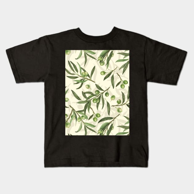 Olive branches watercolor 2 Kids T-Shirt by katerinamk